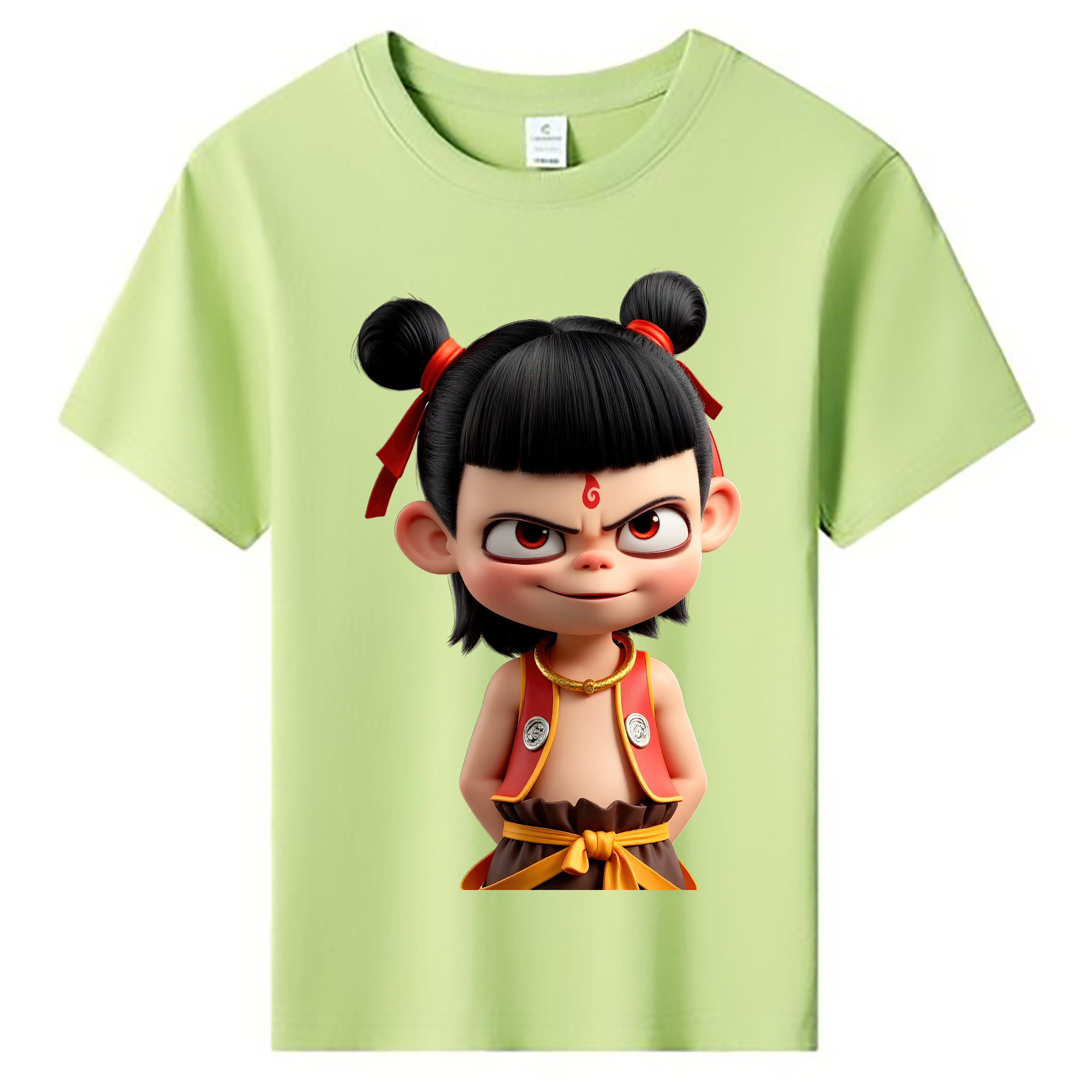 （画像用） Ne Zha 2 ナタ 魔童の大暴れ 綿100％キッズTシャツ（フロントプリント）